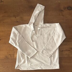 Vintage 80’s Cotton Mexican Hoodie Sweatshirt Cream M